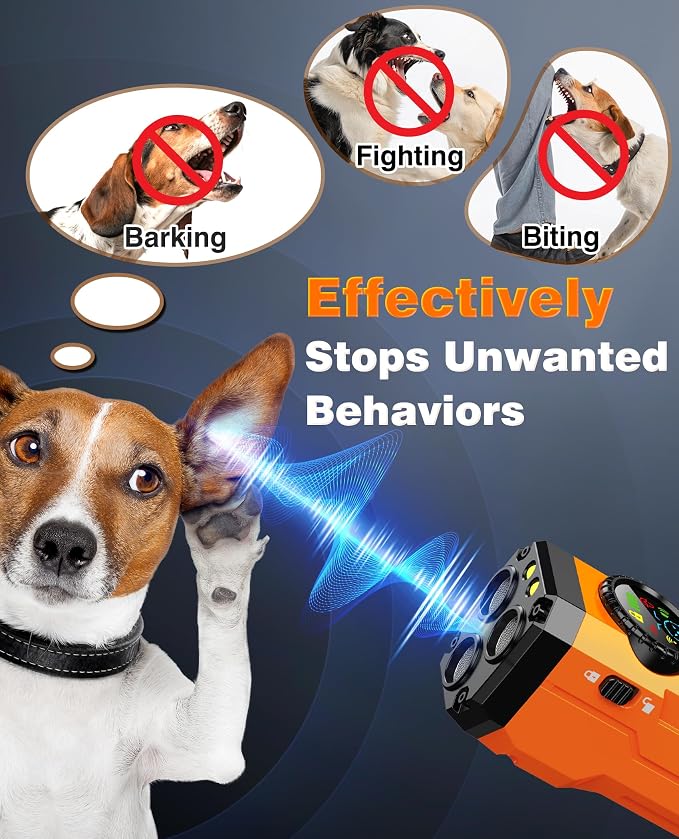 2026 Upgraded Smart Display Anti Barking Device for Dogs, 3X Dog Bark Deterrent Devices Bark Control with Screen & Flashlight, Rechargeable Dog Barking Silencer Portable for Indoor & Outdoor Use