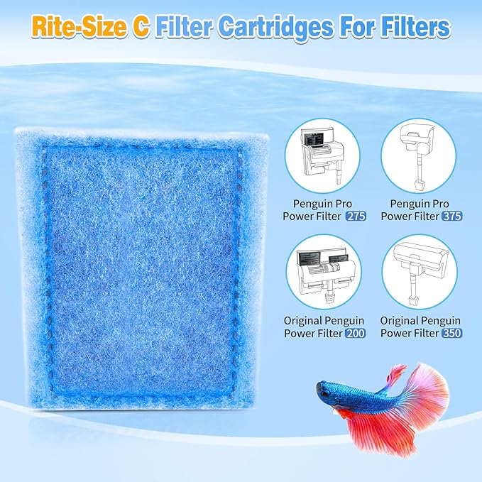 Umlecoa 10 Pack Rite-Size C Filter Cartridges Compatible with MarineLand Penguin PRO Power Filters 275/375 & Original Penguin Power Filters 200/350 - Rite-Size C Replacement Filter Cartridges