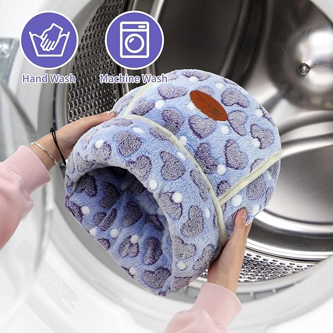 YUEPET Guinea Pig Bed Cuddle Cave Warm Fleece Cozy House Bedding Sleeping Cushion Cage Nest for Small Animal Squirrel Chinchilla Hedgehog Cage Accessories(Purple Heart