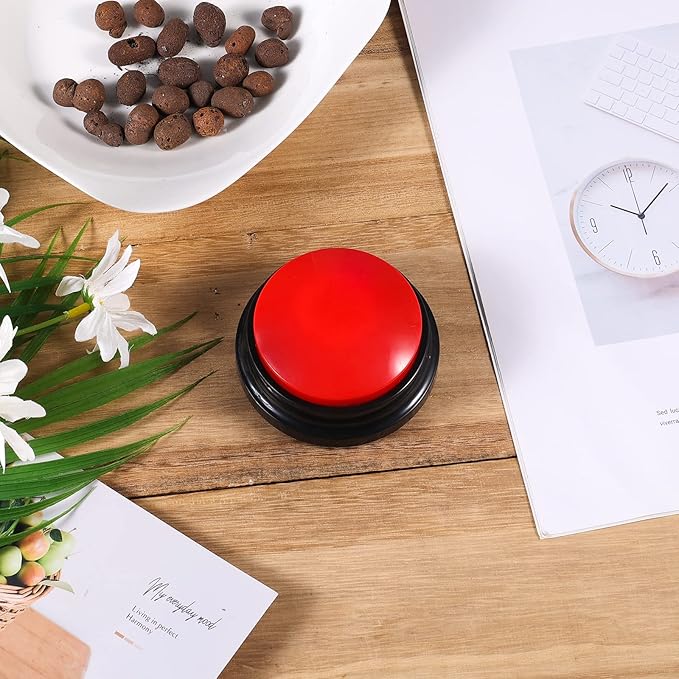 KINBOM Pet Communication Button for Dogs, 30 Seconds Voice Recording Button Dog Pet Training Buzzer Pet Interactivity Device Dog Bells for Potty Training, Not Include Batteries (Red)