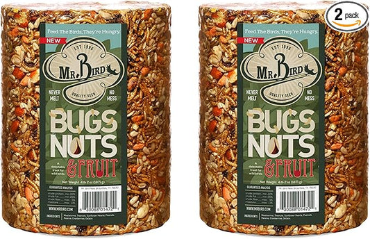 2-Pack Mr. Bird Bugs, Nuts & Fruit Wild Bird Seed Large Cylinder 4 lbs. 2 oz.