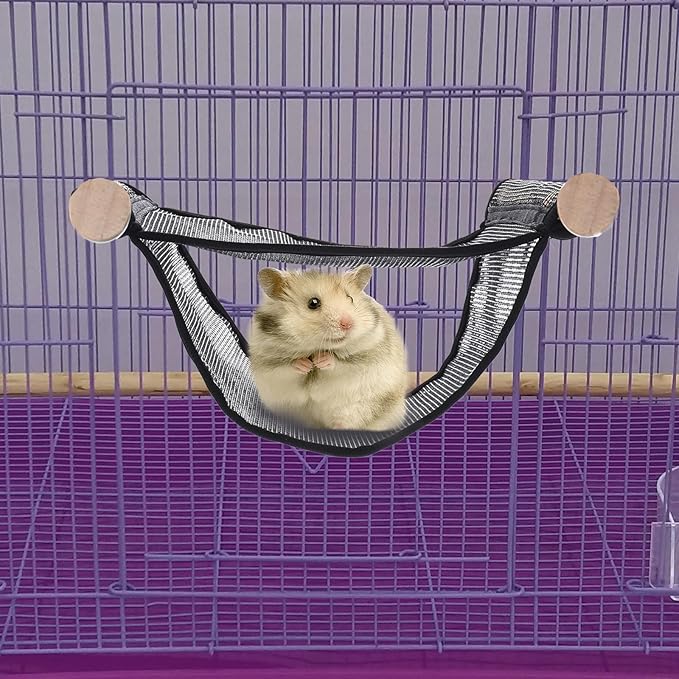 Breathable Ferret Hammock Large Small Pet Cage Accessory for Hamsters Guinea Pigs Sugar Gliders Hedgehogs Comfortable Hanging Hideout with Black Mesh for Summer