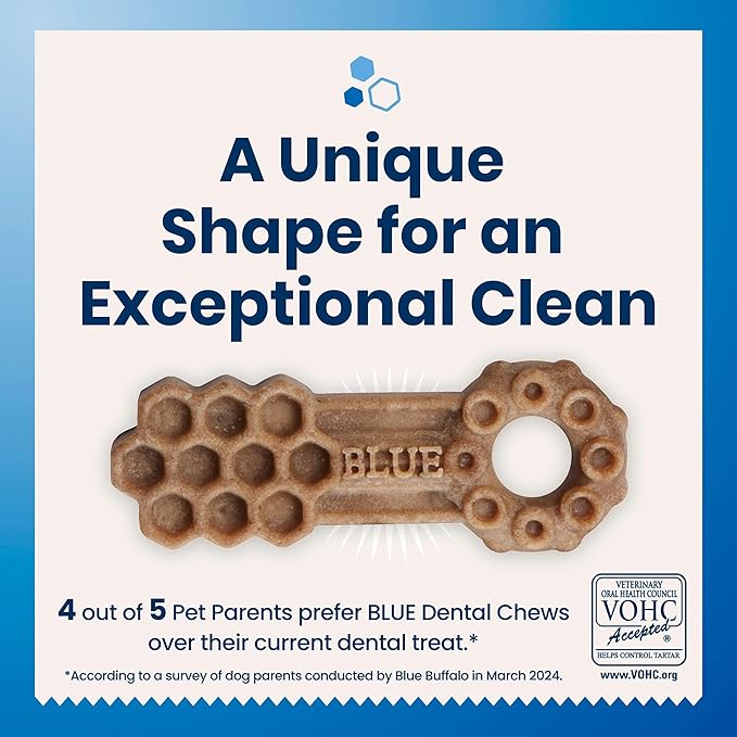 Blue Buffalo Dental Chews Large Natural Dog Treats, Chicken & Spearmint 11-oz Bag (7 Count)