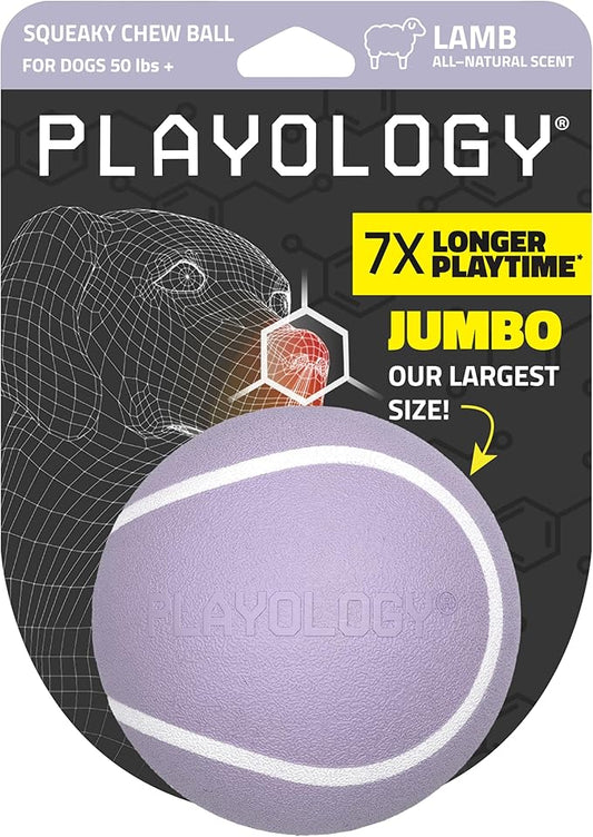 Playology Dog Toys | Squeaky Chew Ball for Large Dogs | Lamb Scented Jumbo Dog Ball | Bouncy Floating Chew Toys for Fetch