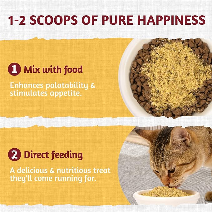 Just Try 4.23 OZ Beef & Egg Yolk Cat Food Toppers Sprinkles with Freeze Dried Egg Yolk, High Protein & Iron Support Cat Dog Treats