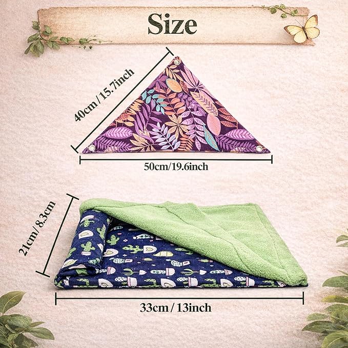 Mechpia Bearded Dragon Tank Accessories, Reptile Bedding Hammock Soft Fabric Warm Sleeping Pillow with Cover Substrate for Bearded Dragon Leopard Gecko Lizard
