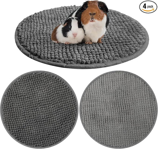 Amylove 4 Pcs Guinea Pig Cage Liner Washable Fleece Pee Pads Pet Dog Cat Bedding Training Mat for Small Animal Guinea Pig Puppy Bunny Hamster(Diameter 12 Inch,Round,Dark Gray)