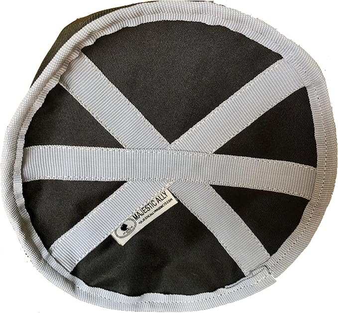 Majestic Ally Horse Feed Bag, Heavy Duty Nylon Mesh Grain Feed Bag, Adjustable Strap with Durable Snap and Elastic Straps, Comfort Neck Pad and Nose Pad- Large (Pony, Black)
