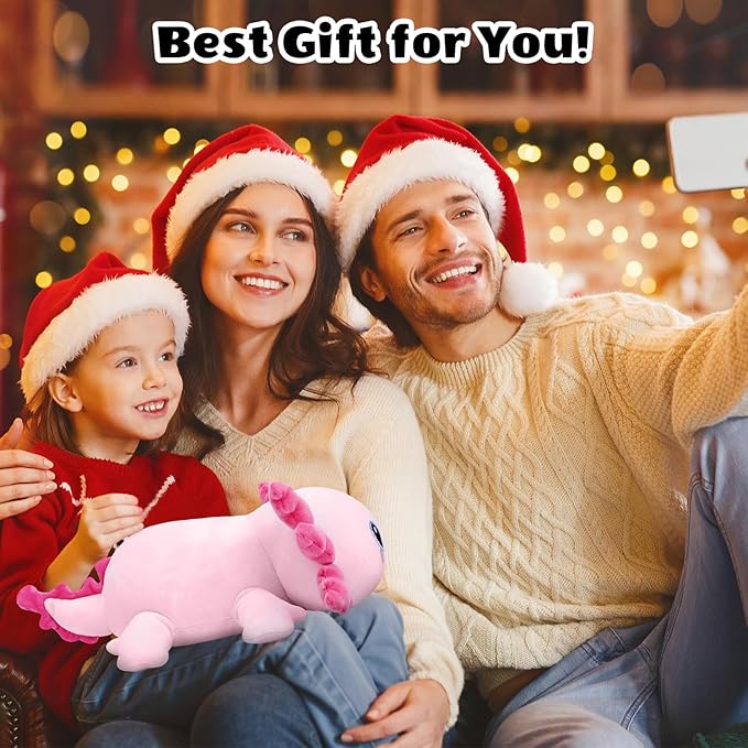 Finebee Weighted Axolotl Stuffed Animals, Cute Weighted Axolotl Plush, Soft Stuffed Weighted Plush Pillow Gifts for Kids Adult (13.8" 1.6Lbs)