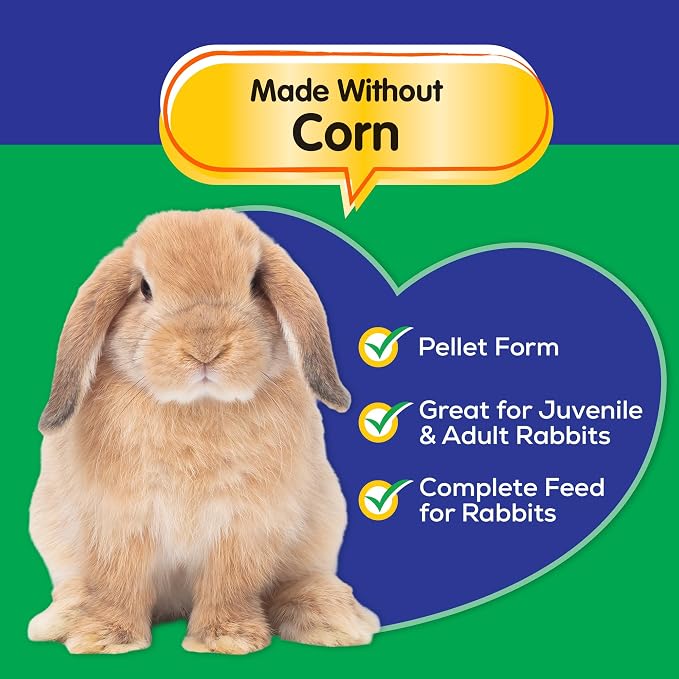 Small World Rabbit Food, Complete Feed, Pelleted Food for Rabbits, Fortified with Essential Vitamins & Minerals for Daily Health, High-Fiber Diet for Digestive Support, Resealable Bag, 10 lb