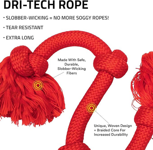 Playology Dog Toys | Dri-Tech Rope Tug of War Dog Toy for Tough Chewers | Beef Scented Mega Size Tug Rope Toys for Extra Large Dogs