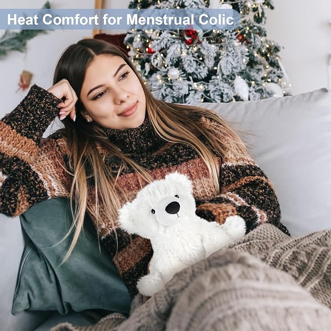 SuzziPals Warming Polar Bear Stuffed Animal, Microwavable Heating Pad for Soothing & Stress Relief, Stuffed Bears Plush Toys with Lavender Scent, Plushies White Bear Gifts Kids & Adults