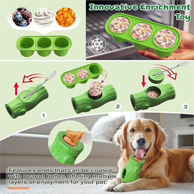 KADTC XL 3-in-1 Durable Frozen Treat Dog Toy, Stuffable Lick Toy & Indestructible Chew Bone for Aggressive Chewers, Long-Lasting Enrichment for Medium & Large Dogs