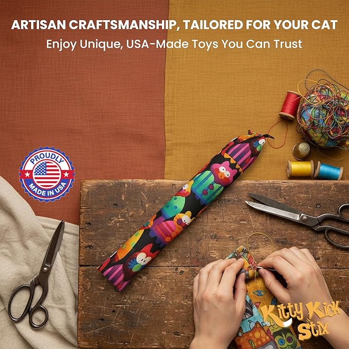 Kitty Kick Stix Set of 2 (11") - Durable Kicker Cat Toy - Catnip Kicker for Cats & Kittens - Interactive Toys for Cats - Cat Kick Stick - 100% Potent Organic Catnip for Indoor Cats