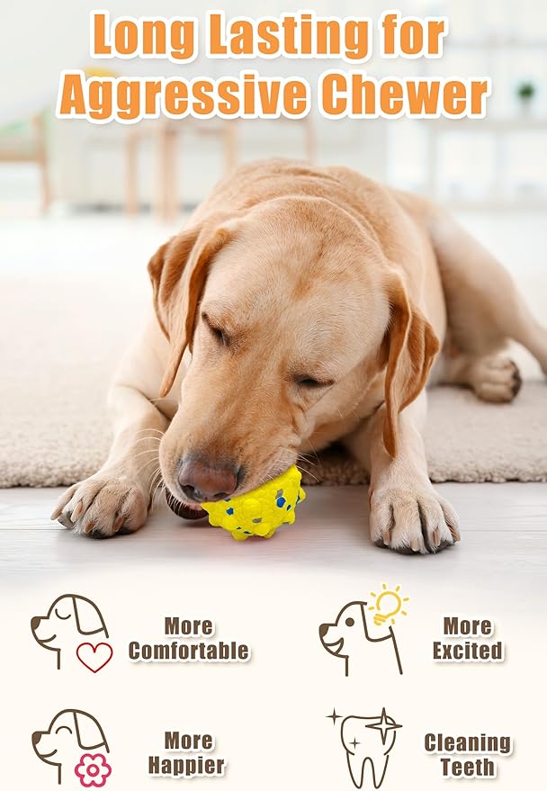 Moonorange Dog Tennis Balls for Aggressive Chewers, Indestructible Durable Bouncy Interactive Toy for Dogs Fetch Game Lightweight Floating Outdoor Training(4Pcs Large)