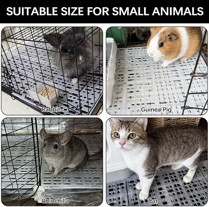 kathson 4 Pcs Rabbit Feet Pad Plastic Bunny Cage Floor Mat Foot Resting Hole Leak Water Nest Mat Pet for Small Animal Hamster Rat Chinchilla Guinea Pig Cats Dogs (White)