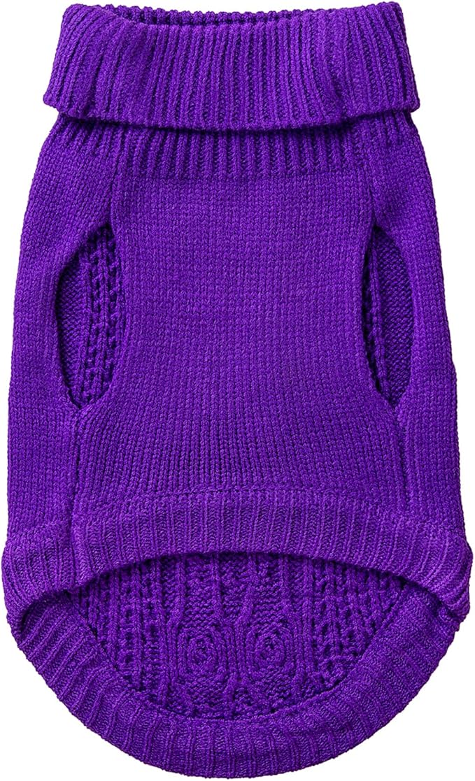 Stretchy Cat Sweater - 17 Colors & 6 Sizes | Snug Winter-Ready Knit for Boy/Girl Cats & Kittens(Deep Purple, Large)