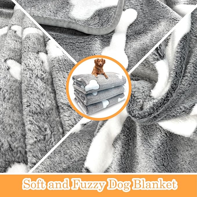 Dog Blankets for Medium Large Dogs, 3 Pack Dog Blanket Washable 30" x 20", Gifts Puppy Essentials, Fuzzy Soft Pet Mat Throw Cover for Kennel Crate Bed, Cat Blanket, Blankets for Dogs, Pet Blanket