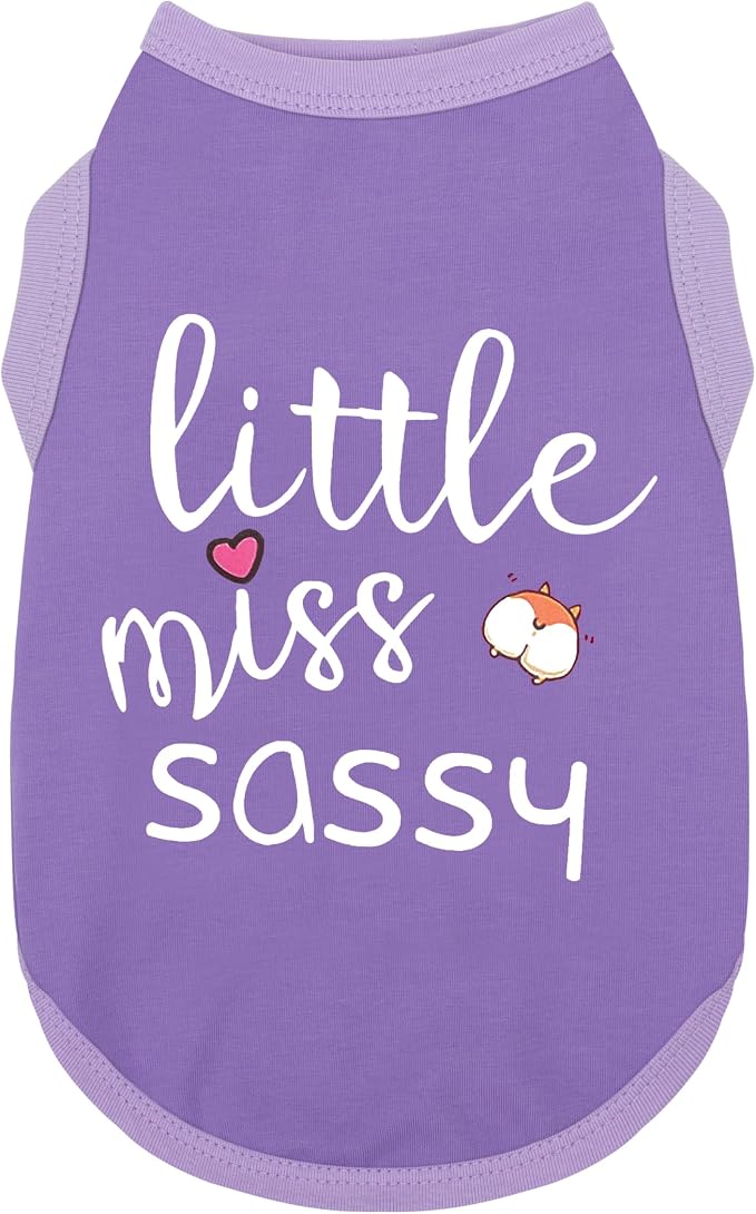 Paiaite Dog Clothes Fashionable Sleeveless Pet Vest: 'Little Miss Sassy' Printed Cotton Dog Shirt, Ideal for Small, Medium, and Large Breeds, Ensuring Comfort and Breathability Purple L