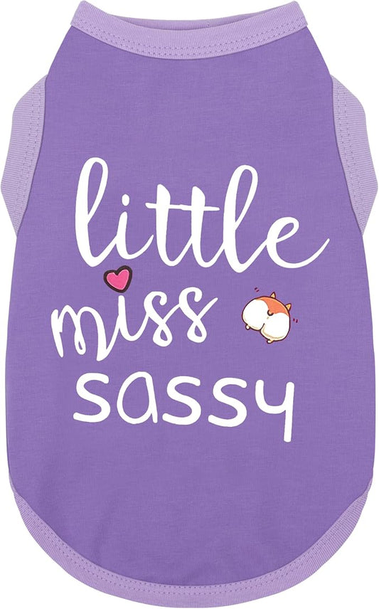 Paiaite Dog Clothes Fashionable Sleeveless Pet Vest: 'Little Miss Sassy' Printed Cotton Dog Shirt, Ideal for Small, Medium, and Large Breeds, Ensuring Comfort and Breathability Purple 4XL