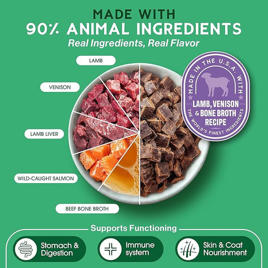 Farmland Traditions The Good List Air-Dried Dog Food, Premium Lamb, Venison, & Bone Broth for Dogs, Protein Rich & Grain-Free Nutrition, 5.5 Pound Bag