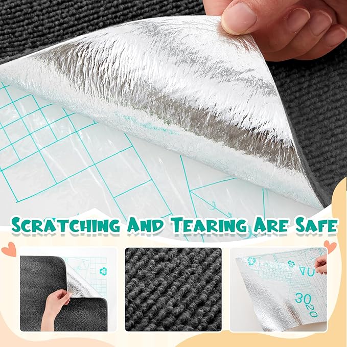 Rabbit Scratch Mat 12inchx6.56ft Self Adhesive Bunny Scratching Pad Cuttable Claw and Teeth Care Rabbit Chew Toys for Cage Small Animal Scratching Rug for Biting Sleeping Nesting(Dark Gray)