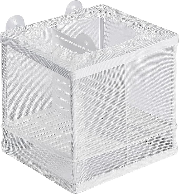 Pawfly Fish Tank Breeder Net Aquarium Fish Breeder Box with Nylon Mesh & Suction Cups Separation Net Small Fish Fry Hatchery Incubator Hatching Box for Baby Fish Shrimp Betta