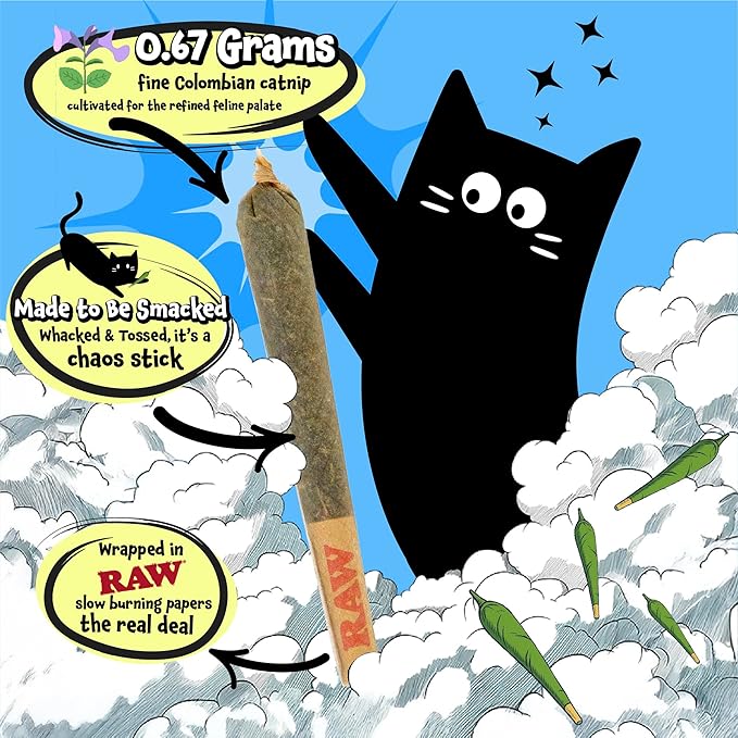 LIT LABS Catnip Joint - 5 Organic Pre-Rolls Papers to Fix a Bad Cattitude - Funny Cat Toy for Indoor Cats with Existential Dread