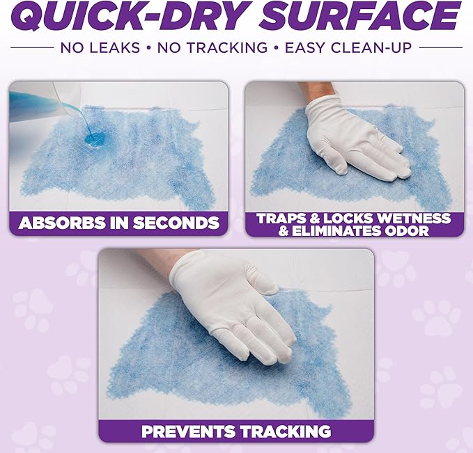 POOPH Puppy Pads 25 Count, 24x24 Inch Extra Large Dog Pee Pads, Disposable Training Pads with Odor Control & Leak-Proof Quick-Dry Backing for Puppies, Adult Dogs, Seniors & Housebound Pets