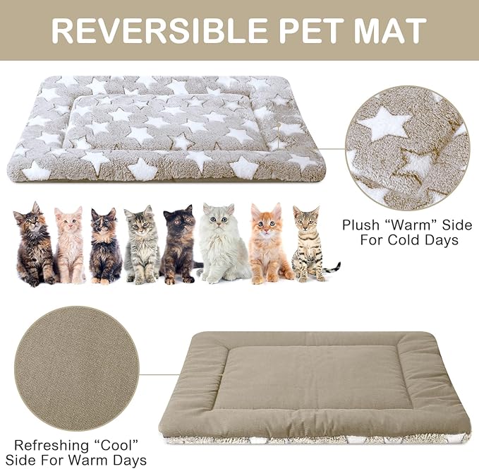 VitalCozy 4 Pcs Dog Crate Pads, Ultra Soft Warm Washable Anti-Slip Kennel Bed Mat for Pets, Reversible, Replaceable, Cozy Cage Liner for Small Medium Large Dogs and Cats(18 x 14 x 1.6 Inch,Apricot)