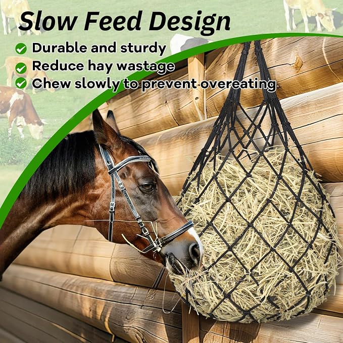 YedsIntu 3 Pcs Hay Bags for Horses, Hay Nets for Horses Goat Sheep,Goat Hay Feeder for Slower Feeding,Strong Load-Bearing Hay Bag Hanging for Horse Stable Trailer