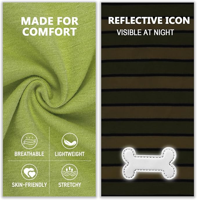 KYEESE 2Pack Dog Shirt, Soft Striped Dogs T Shirts, Lightweight Pet Tank Top, Sleeveless Dog Shirt for Medium Dogs, Stretchy Comfortable Pet Vest, Green, 2XL