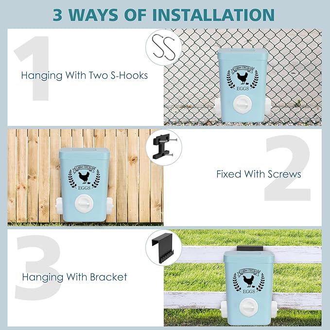 Tgeyd No-Waste Chicken Feeder & Waterer Set, 3 Gallon Automatic Waterer and 15 lb Hanging Feeder for Backyard Chickens, Modern Farmhouse Chicken Coop Essentials