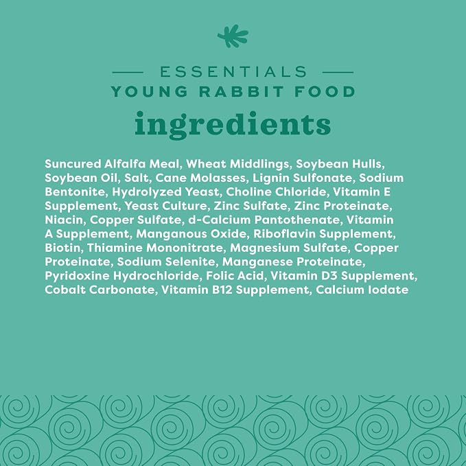 Oxbow Essentials Rabbit Food, Young Rabbit, Made with Oxbow Timothy, Pet Food Pellets for Bunnies, Small Animal Pet Products, Made in USA, High Fiber Bunny Supplies, 10 lb. bag