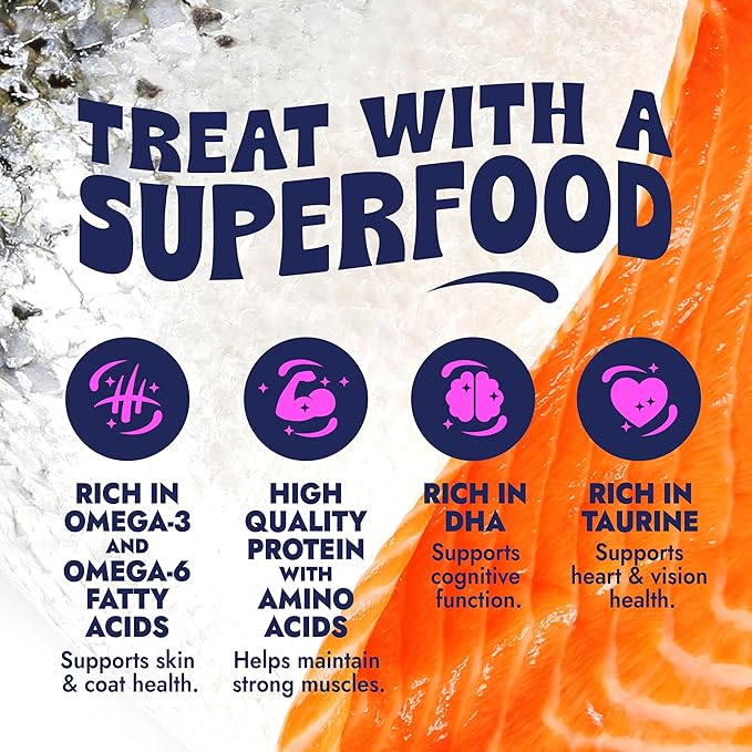 Finfare Freeze Dried Cat Food Toppers, Salmon Sprinkles, Grain Free Meal Toppers for Cats to Support Taste & Nutrition - High Protein & Omega-3s, Crafted in USA, 1.3oz