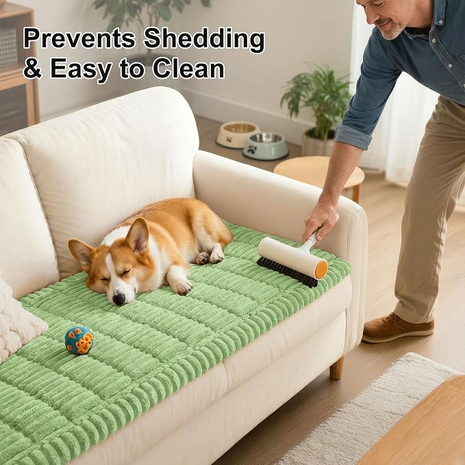 Smiry Couch Cover for Dogs, Non Slip Washable Sofa Protector for Pets, Soft Furniture Cover for Pet, Stylish Sofa Covers, Cozy Protect Against Fur, Dirt & Everyday Messes (Grass Green, 27.6" x 88")