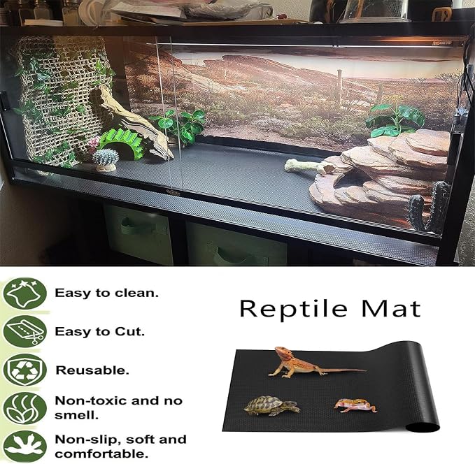 Bearded Dragon Tank Accessories, Reptile Mat Hammock Plants Bridge Jungle Climber Vines Terrarium Decorations for Leopard Gecko Hermit Crab Lizard Snake (10 PCS with Reptile Mat)