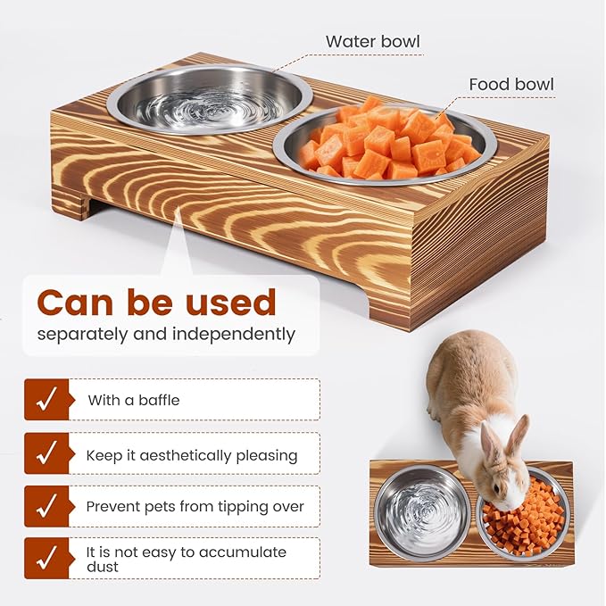 3 in 1 Rabbit Hay Feeder with Litter Box and 2 Bowls, Bunny Feeder Guinea Pig hay Rack Holder & Litter Box for Chinchilla Hamsters Guinea Pig Rabbit Bunny Small Animals (Brown)