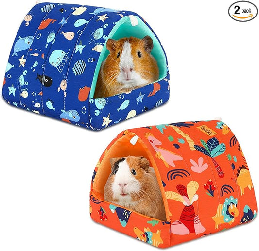 UPINS 2Pcs Guinea Pig Hideout,Guinea Pig Bed Houses Washable Small Animal House Cage Accessories for Dwarf Rabbits Chinchillas Hamsters Hedgehogs Ferrets Bearded Dragons and Rats