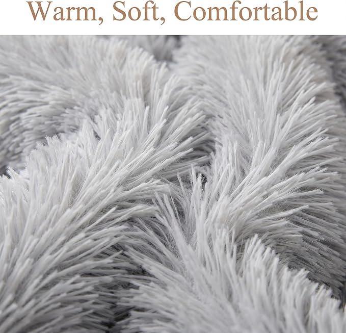 Tiny Dog Bed 15 Inch for Extra Small Dogs,Washable Puppy Bed,Soft Faux Fur Calming Donut Bed for Chihuahua Yorkie Maltese Pomeranian,Grey