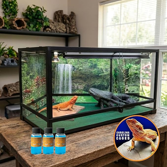 3 Refills of 32 oz Each, Chlorhexidine Solution 2%, Chlorhexidine Cleaning Solution, Chlorhexidine Spray for Reptile Habitats