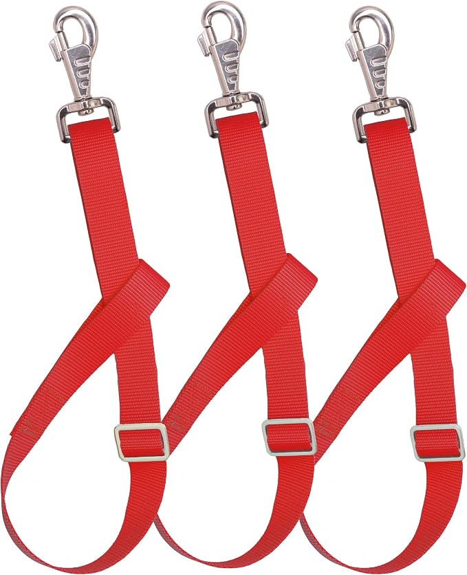 Adjustable Nylon Bucket Strap （3 Pack）- for Hay Nets, Water Buckets, Hanging Strap,Horse Outdoor Feeders,Heavy Duty Horse Water Feed, 30" (Red)