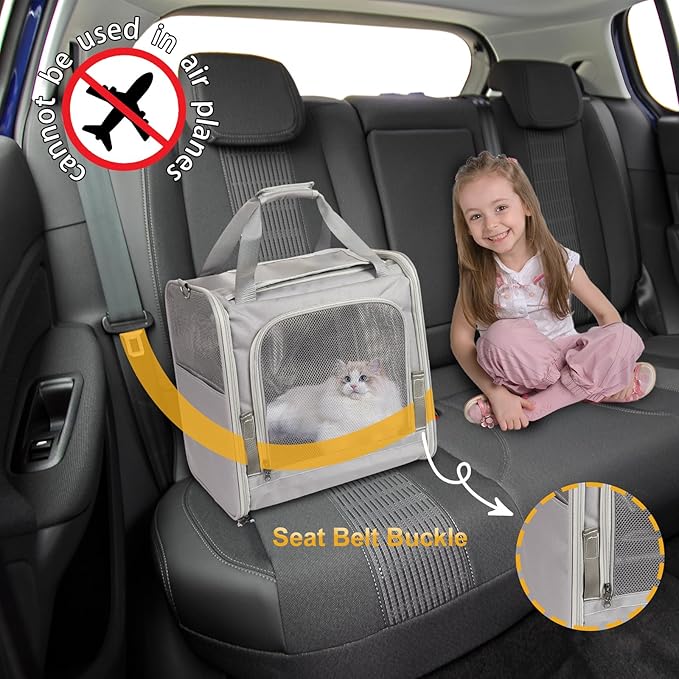 Cat Carrier with Litter Box for Large Cats Up to 25lbs, Expandable Soft-Sided Pet Travel Carrier, Breathable Foldable Cat Bag for Car Ride, Vet Visit & Camping