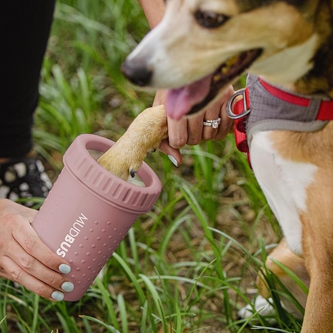 Dexas MudBuster Medium Dog Paw Cleaner in Blush - Fits 1.5"-2.5" Wide Paws, Portable Paw Washer for Muddy Paws, Dog Paw Cleaning Cup with Gentle Silicone Bristles, Quick Clean Pet Paw Washer