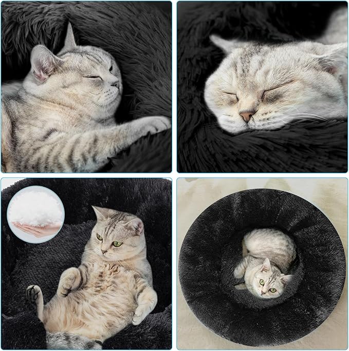 Nisrada Cat Beds for Indoor Cats,15.7 Inch Small Cats Beds, Washable-Round Pet Bed for Puppy and Kitten with Slip-Resistant Bottom