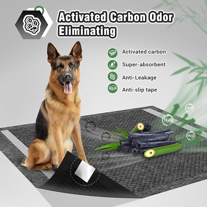 IMMCUTE Dog Pee Pads Extra Large 30"X36", 30 Count, Charcoal Puppy Pads, Absorbent Pads & Fast Drying Potty Pads for Dogs with Adhesive Strip, Disposable Pee Pads , Idea for Pet Training, Jumbo Size