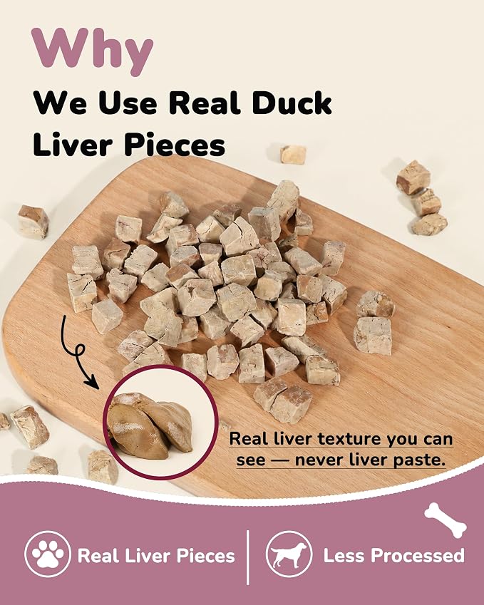PAWUP Freeze Dried Duck Liver Cat Treats, Dog Liver Treats, High Protein Snack for Dogs, Cats, Healthy Single Ingredient, Rawhide Free, Grain Free, 4.6 oz