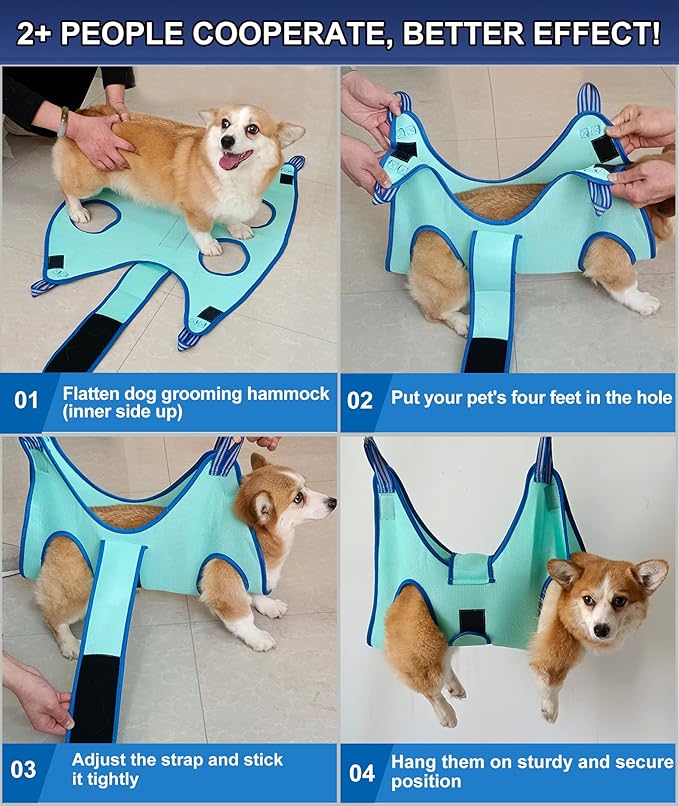 Kkiimatt Dog Pet Grooming Hammock,S Hanging Harness for Nail Clipping,Trimming Cutting Hammock, Sling Holder Helper for Small Dogs, Grooming Restraint Bag with Wide Strap Sewed