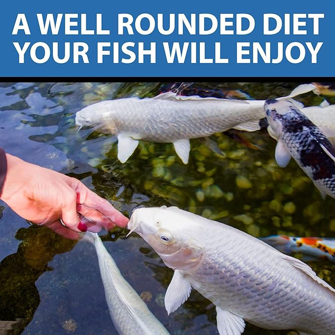 CrystalClear WheatGerm Fish Food—Protein-Rich Floating Pellets for Cold Freshwater Ponds, Ideal in Cooler Spring & Fall Seasons - 4.4 Pound Bucket