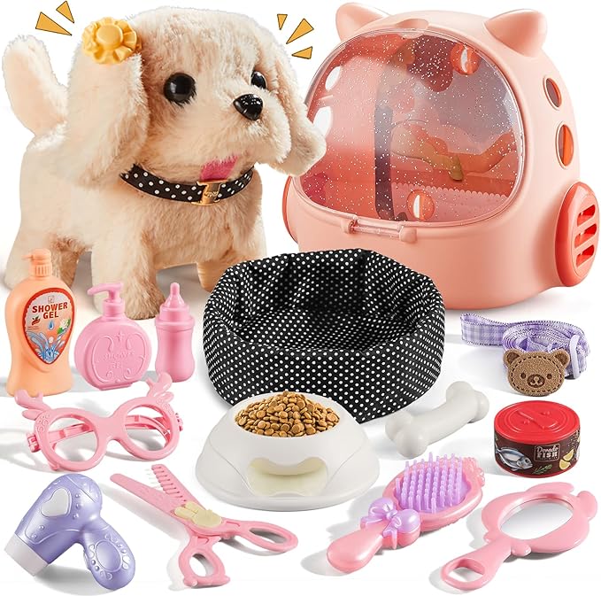 Vanvimen 16 Pcs Robot Dog Toys for Girls, Toys for 3 4 5 6 7 8 Year Old Girls Kids Boys, Realistic Robot Puppy Toy for 5-7 6-8, Ideas Birthday Gifts for Girl 3 4 5 6 Year Old